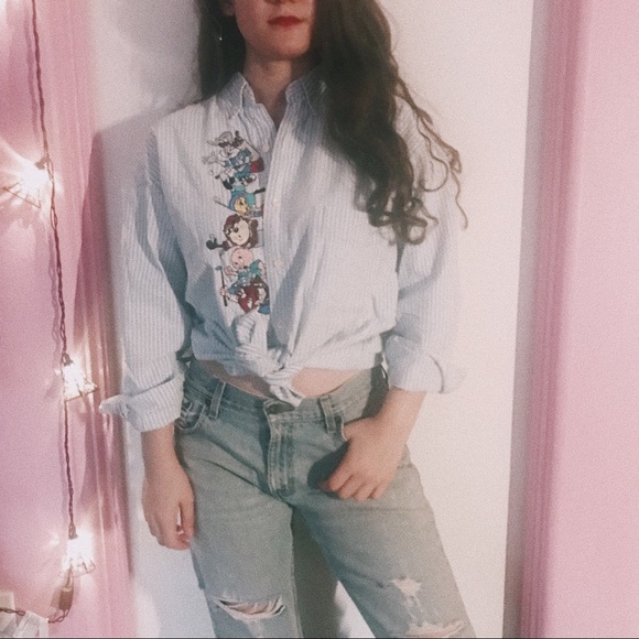 Vintage Tops - Vintage Looney Tunes Striped Button Down